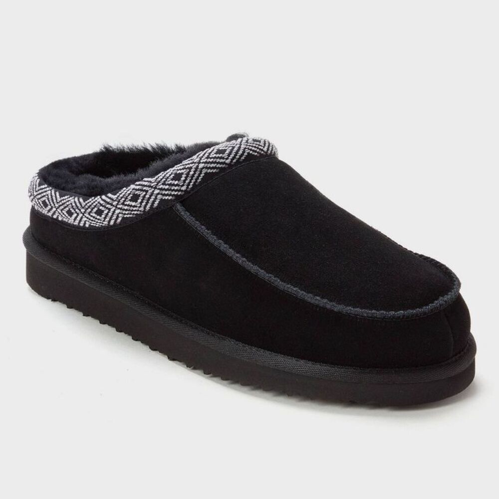 dluxe by dearfoams Men's Lith Shearling Clog Slide Slippers - Taping Black 8